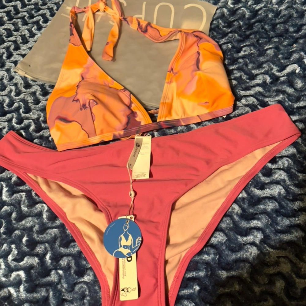Cupshe Orange and Pink Bikini Set